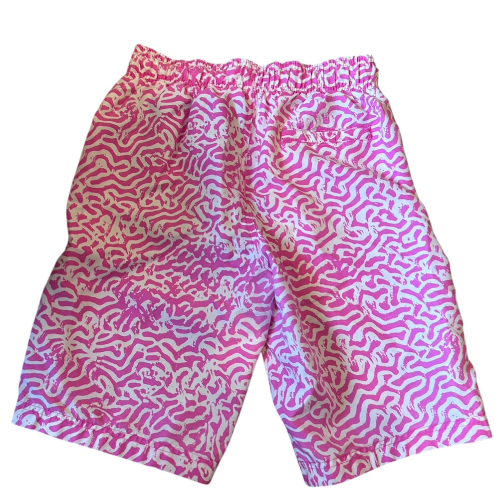 Boys Pink and White Swim Trunks